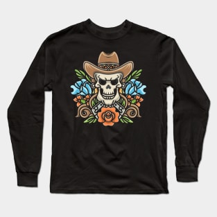 Traditional Cowboy Skull tattoo Long Sleeve T-Shirt